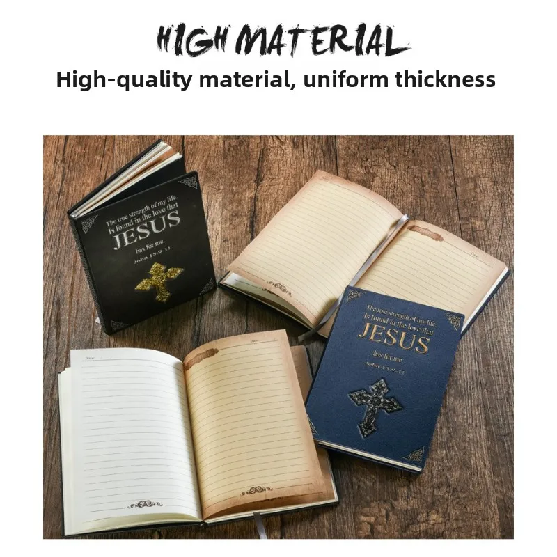 Vintage Cross Metal Embossed PU Leather Notebook A5 Lined Journal Diary for Writing Gift Office Stationery Supplies