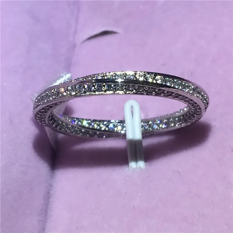 Croce gioielli amanti anello in argento Sterling 925 pavimenta impostazione AAAAA zircone Cz pietra fidanzamento fedi nuziali anelli per le donne da