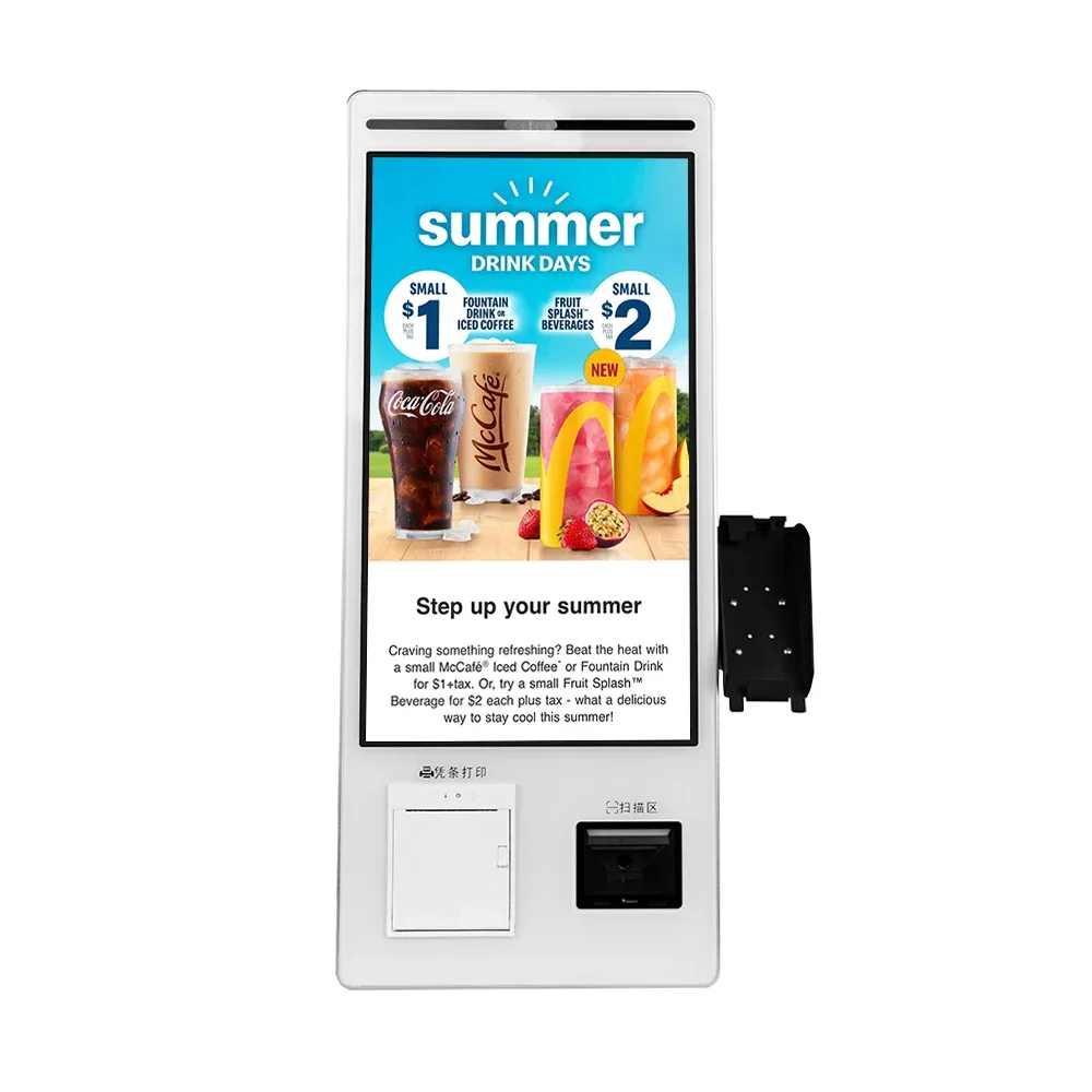 2023 Hot selling Newest 21.5'' wall mount self ordering kiosk with cash acceptor for KFC Mcdonalds