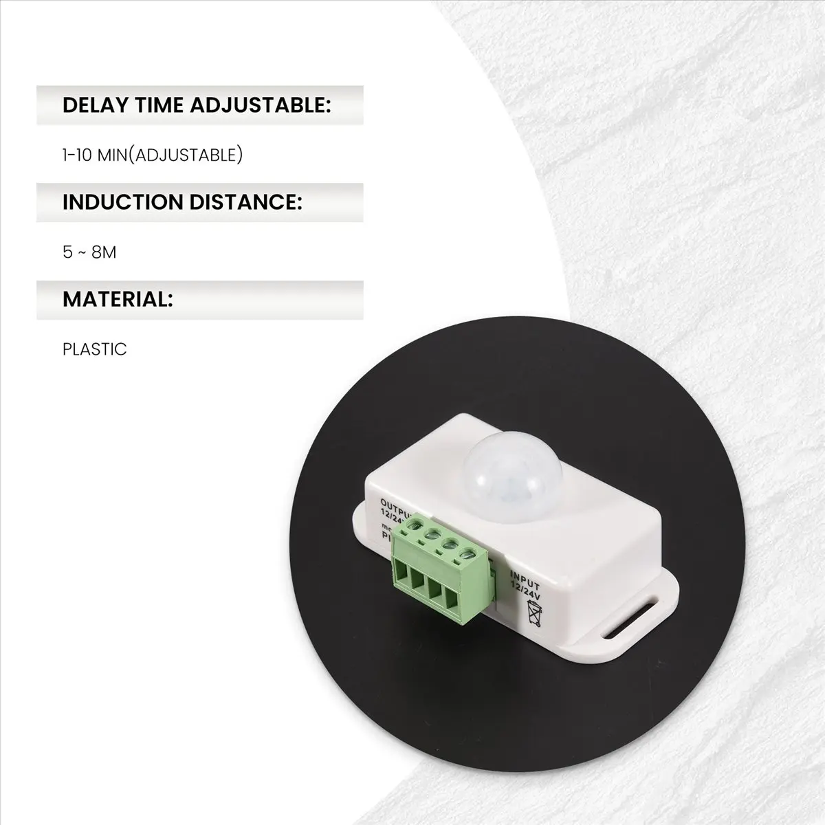 TCE PIR Infrared Motion Sensor Detector, DC 12V-24V Strip Light Motion Sensor Switch, for Cupboard Cabinet Stairs Kitchen