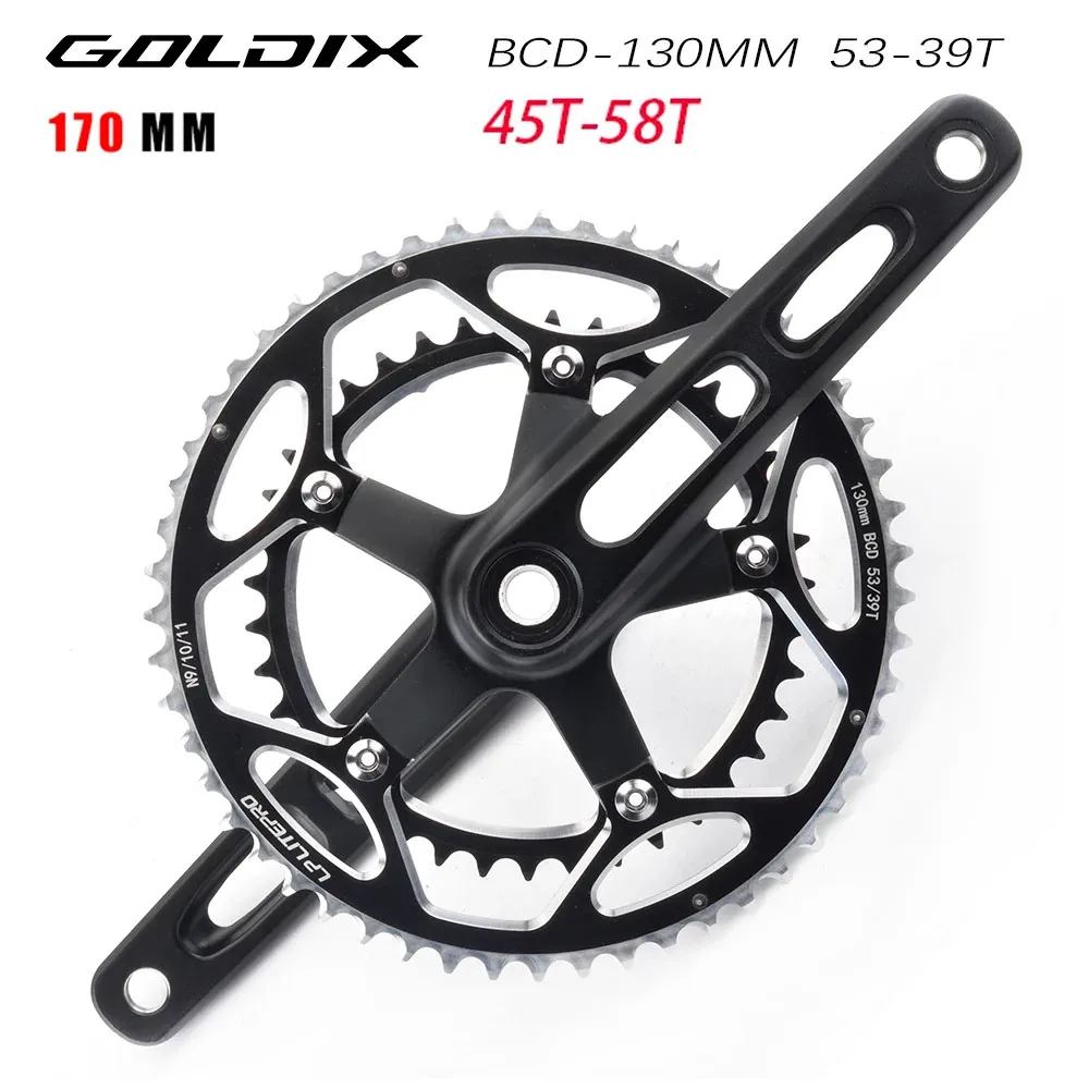 130BCD Bicycle Crankset 45-58T Wide Narrow Teeth Sprocket Ultralight Hollow Integrated Crank 170mm Road Bike Part