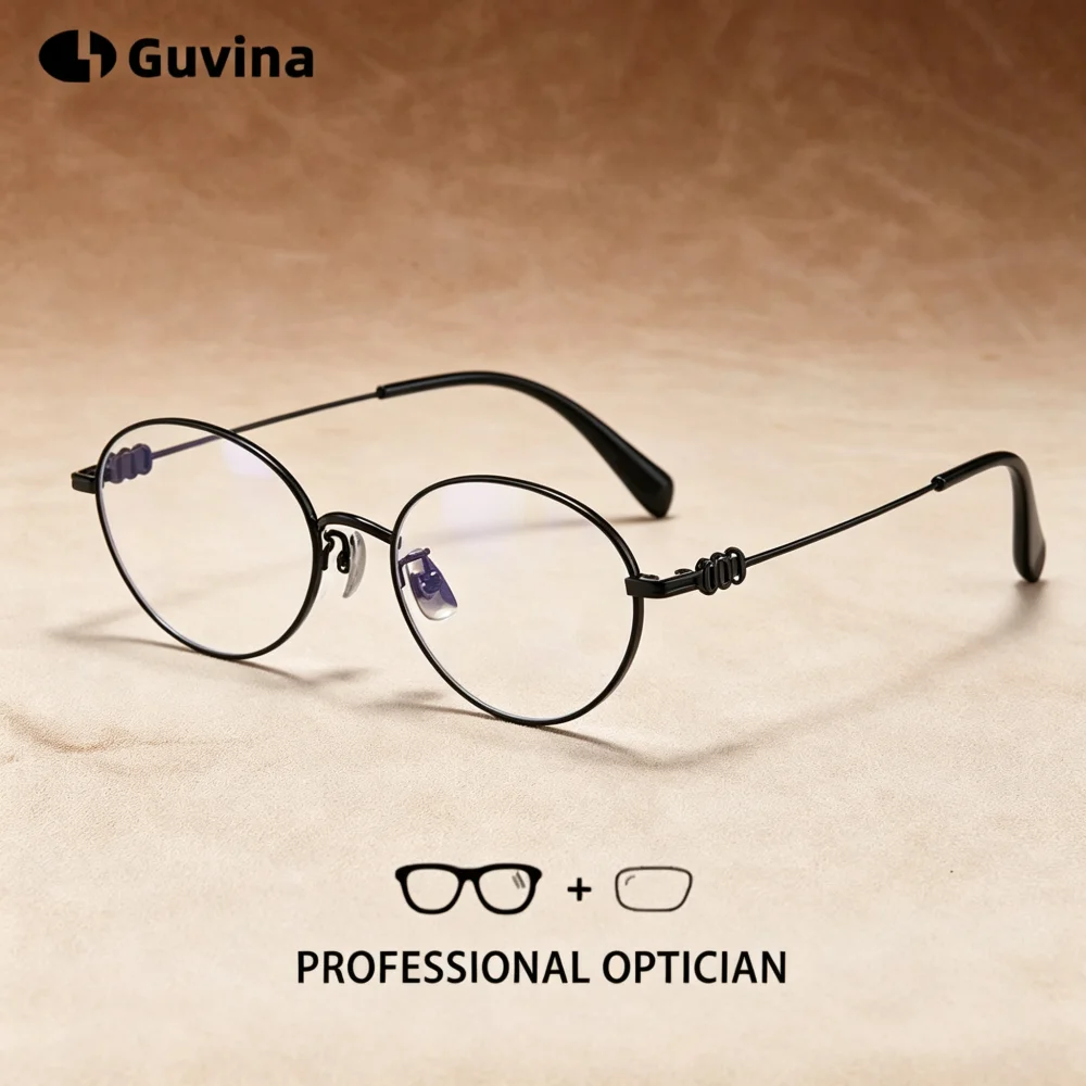 Ultra-Thin Titanium Reading Glasses for Men and Women Anti-Blue Light Round Retro Eyeglasses Progressive Optical Custom Glasses