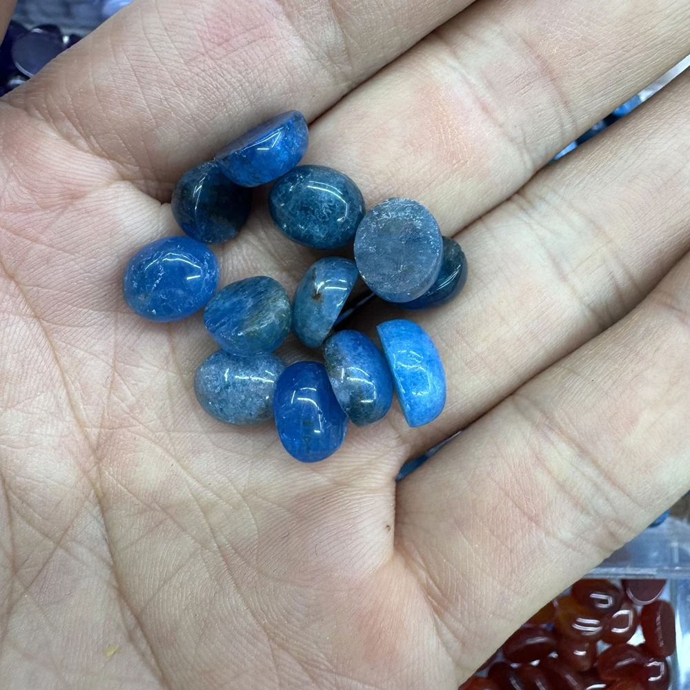 Wholesale 5pcs/pack A Quality Natural Apatite Pink Moonstone Blue Lace Agate Lapis 8x10mm Oval Gemstone Cabochons Ring Face
