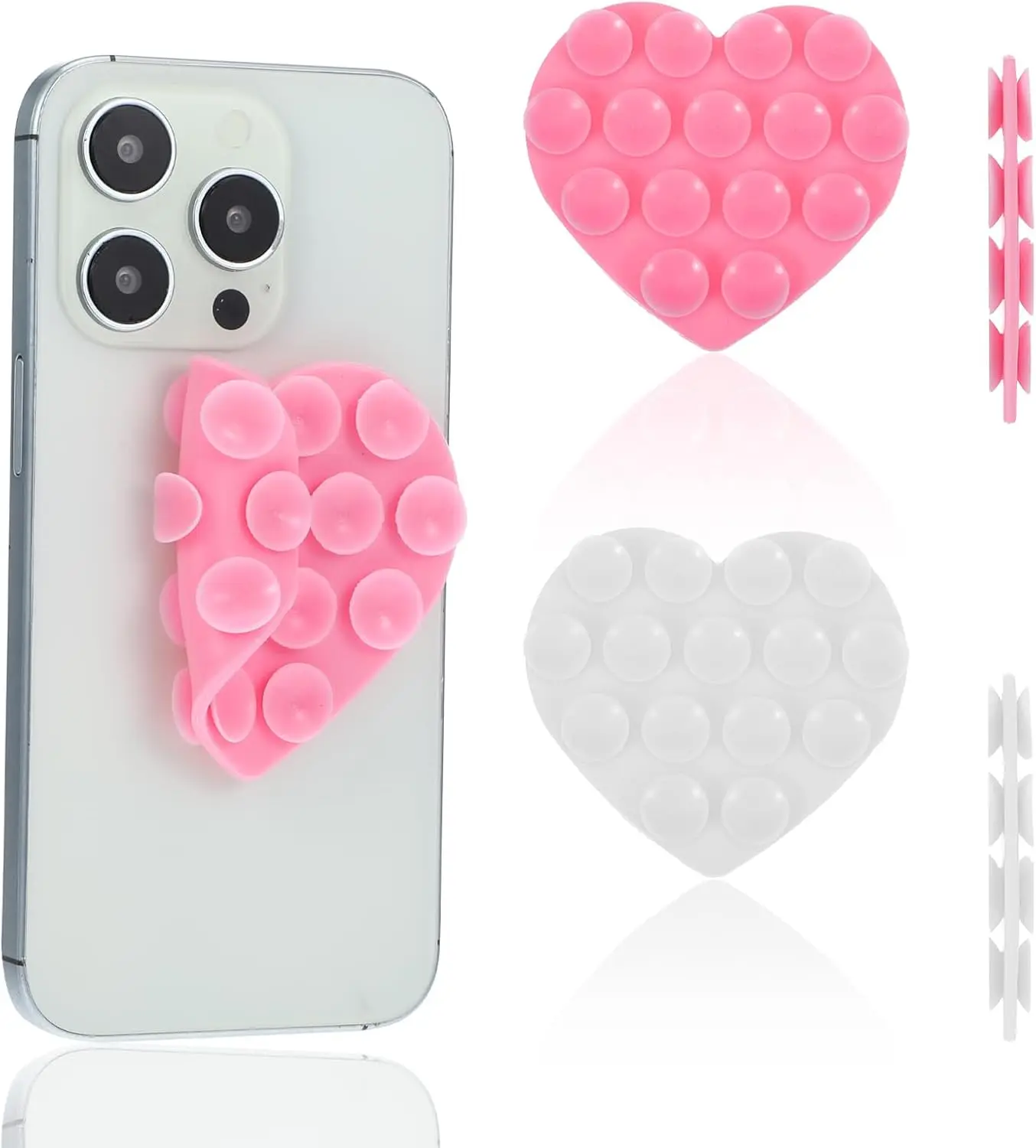 

Heart Shape Double Sided Phone Suction Holder, Multi-Purpose Silicone Suction Cup Phone Mount Phone Case Sticky Phone Grip