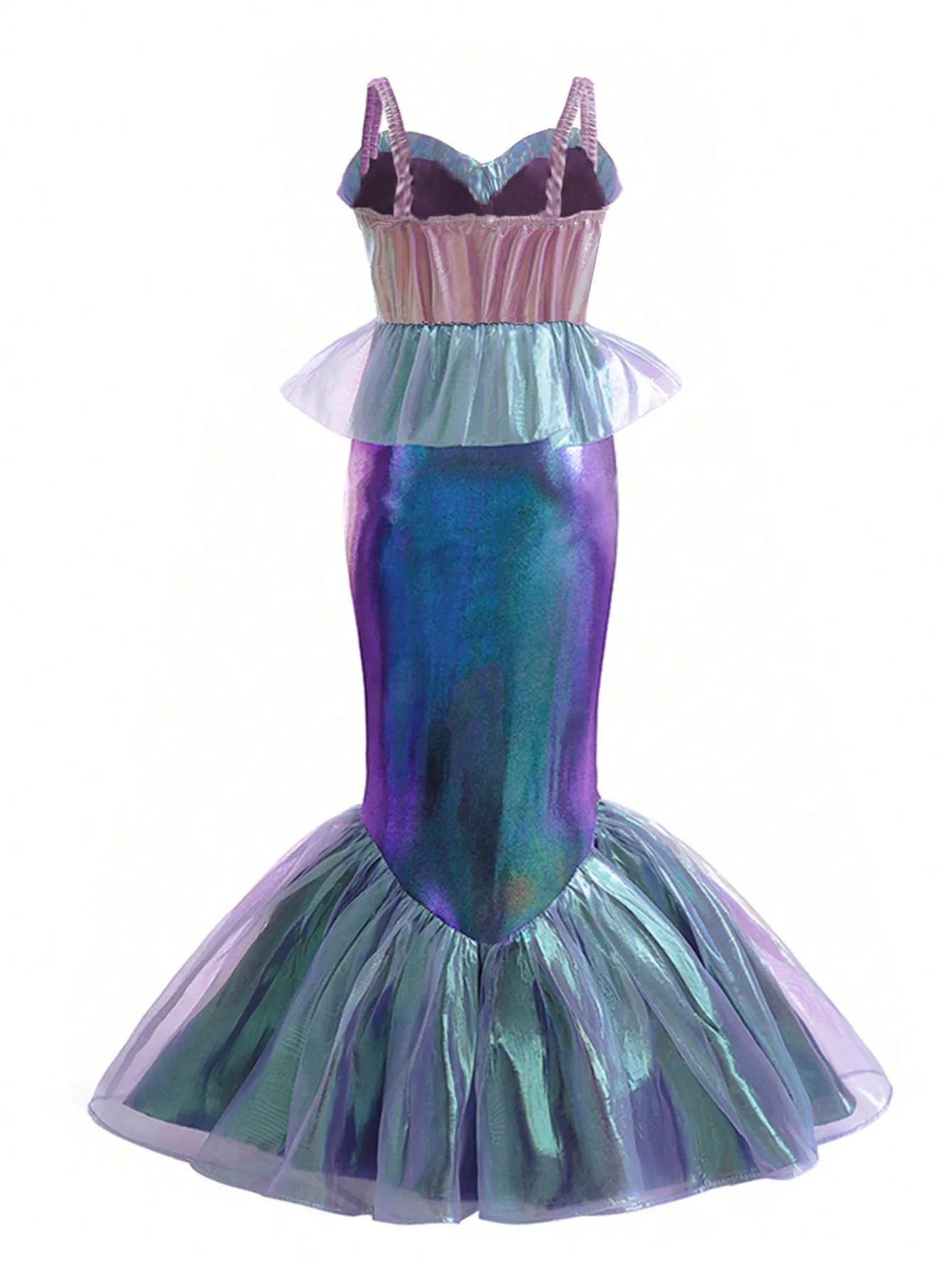 Sommer Neues Mädchen Meerjungfrau Flügelärmel Pailletten Cosplay Kleid Kindertag Halloween Schulparty Kleid für 3 4 5 6 7 8 Jahre – Detail 10