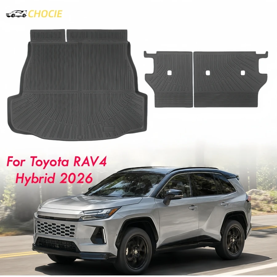 

Fit Toyota RAV4 Hybrid 2026 Trunk Mat Backseat Covers TPE Cargo Liner & Backrest Mat All Weather Protection (Not for PHEV)