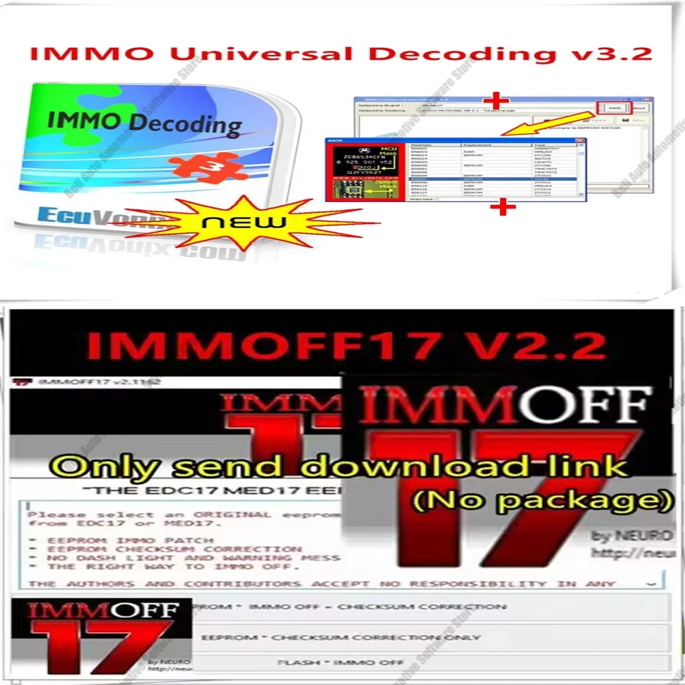 

2024 hot sale EcuVonix 3.2 IMMO Universal Decoding V3.2 Remove+Newest IMMOFF17 Software EDC17 with keygen+3.2Keygen Unlimited Cr