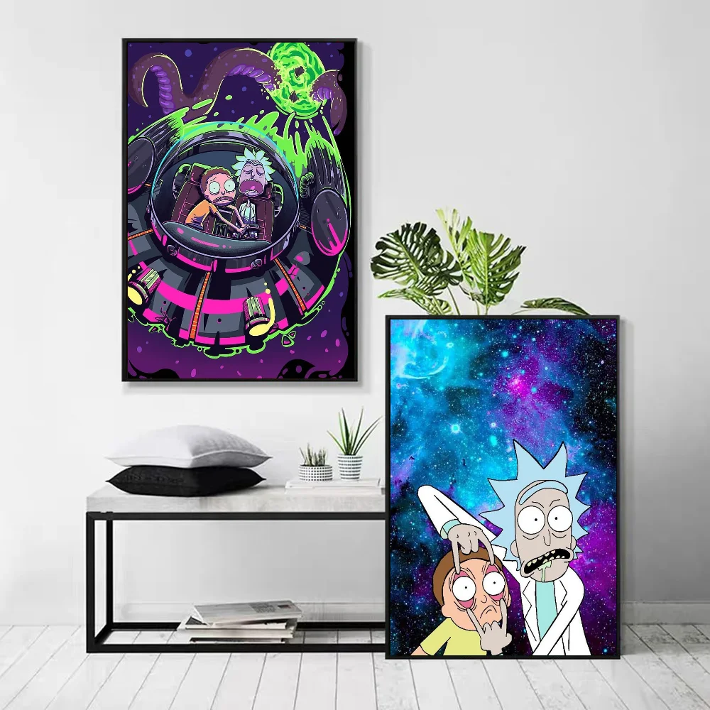 1pc RICKS AND MORTYS Poster Self-adhesive Art Waterproof Paper Sticker Coffee House Bar Room Wall Decor