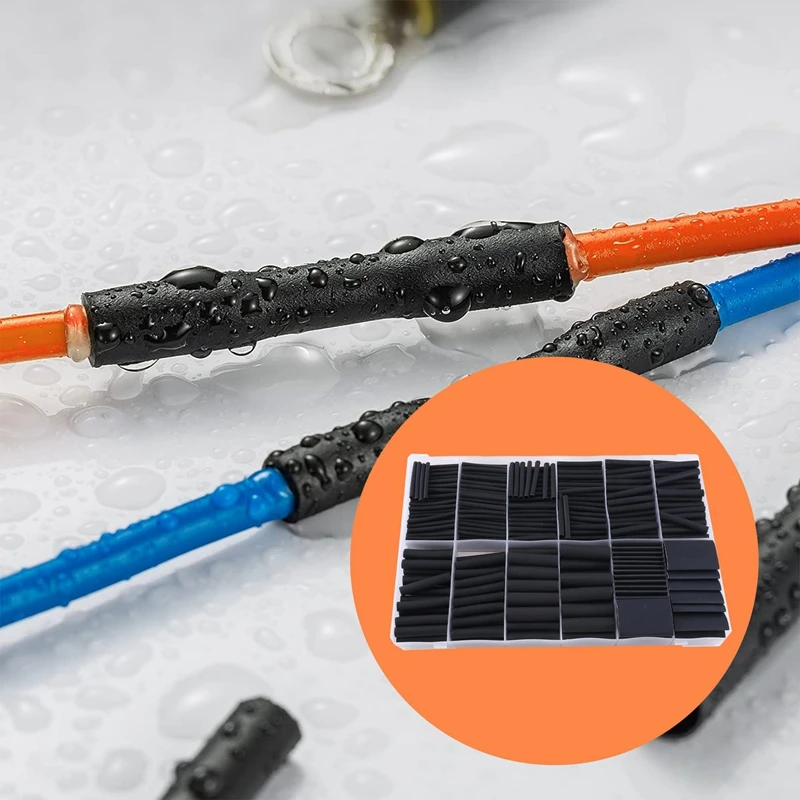 Promotion! 400 Pcs Heat Shrink Tubing Kit-3:1 Ratio Adhesive Lined,Marine Grade Shrink Wrap - Industrial Heat-Shrink Tubing