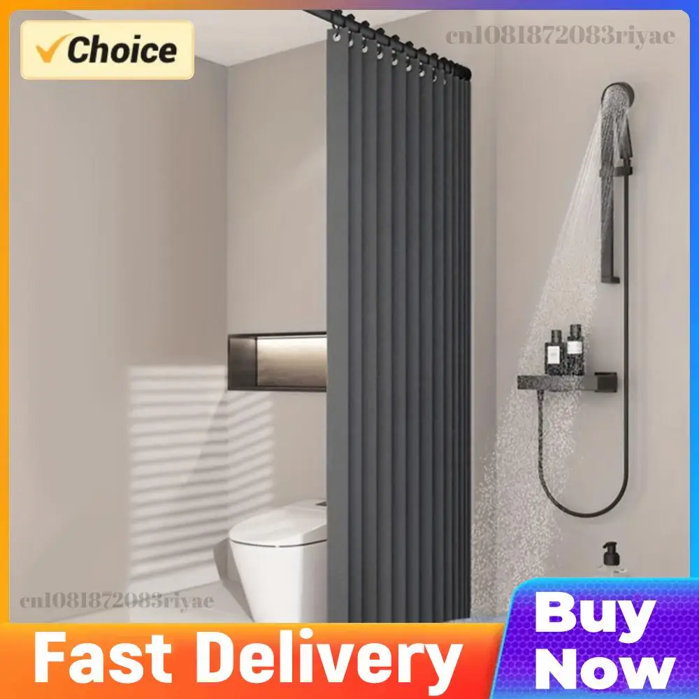 

Foldable Magnetic Bath Curtain Waterproof Bathtub Curtain with 14 Hooks Privacy Bathroom Divider Modern for Bathroom