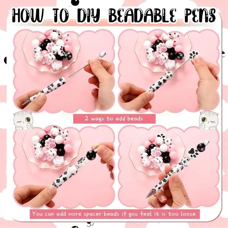 82Pcs DIY Beadable Ballpoint Pen with Craft Beads, Beads