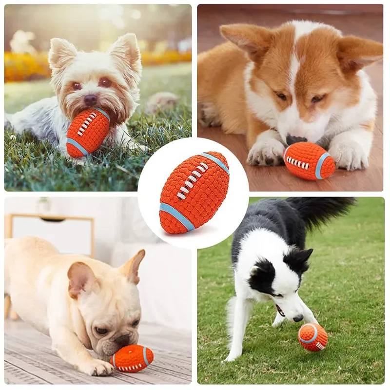 Bite-resistant Dog Toys For Small Medium Large Dogs Safe Pet Chew Toys Bouncy Football Squeaker Floatable Puppy Ball