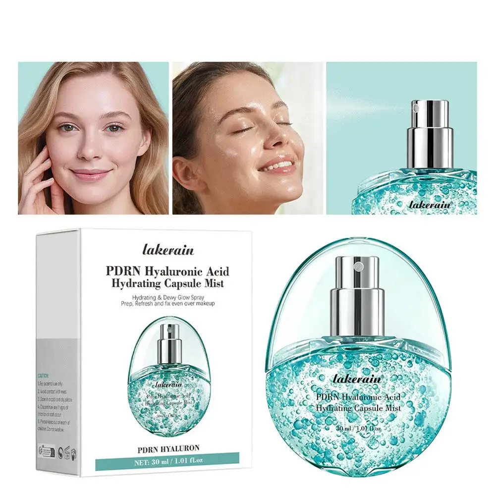 Lakerain PDRN Ácido Hialurónico Cápsula Hidratante en Spray, Bruma Hidratante con Efecto Rocío, Prepara, Refresca, Fija el Maquillaje, Larga Duración, Refrescante