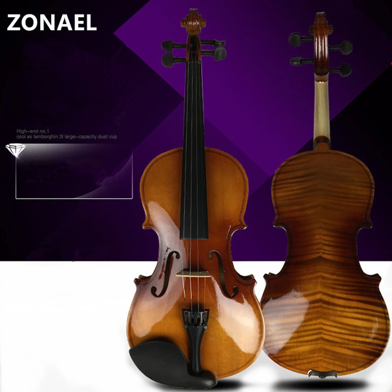 

ZONAEL-Antique Maple Violin, Full Violin, Handmade Musical Instrument, Case Bow, Beginner, New, 4/4, 1/2, 1/4, 1/8