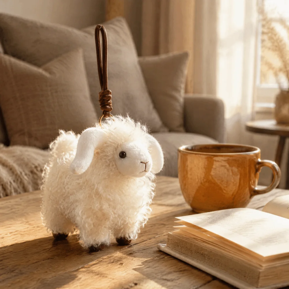 Cute Fluffy Sheep Pendant Curly Wool Cartoon Plush Keychain Creative Soft Bag Charm Party Favors