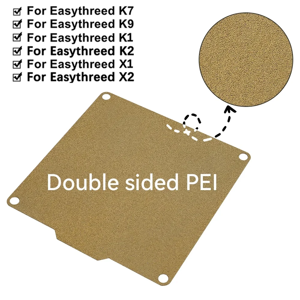 120x120mm Build Plate For Easythreed K7 K9 X2 K2 K1 X1 3D Printer Double-sided Texture Pei Spring Steel Sheet With Magnetic Base