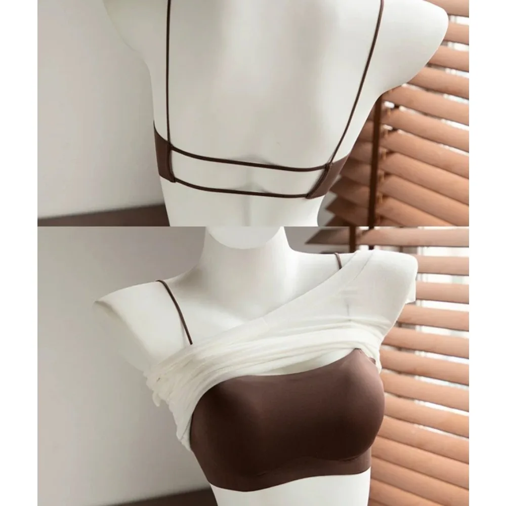 One-piece Seamless Back Underwear Women's Summer Thin Style Gathering Small Breasts Anti-light Sexy Liquid Foundation Bra Cover