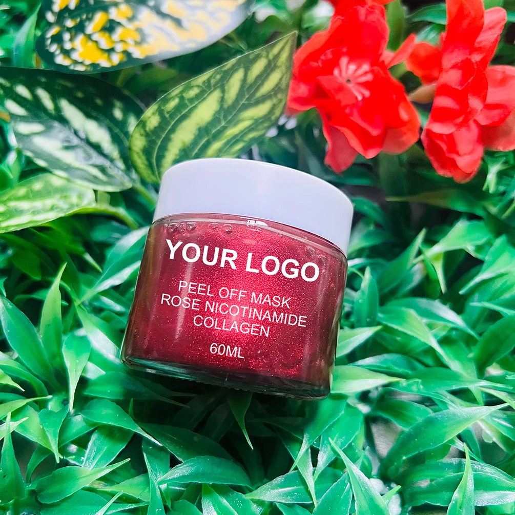 Masque Peel-Off de 60ml, dissolvant de points noirs de Rose, Nicotinamide, contrôle de l'huile, blanchiment, Logo personnalisé, soins de la peau, maquillage, vente en gros