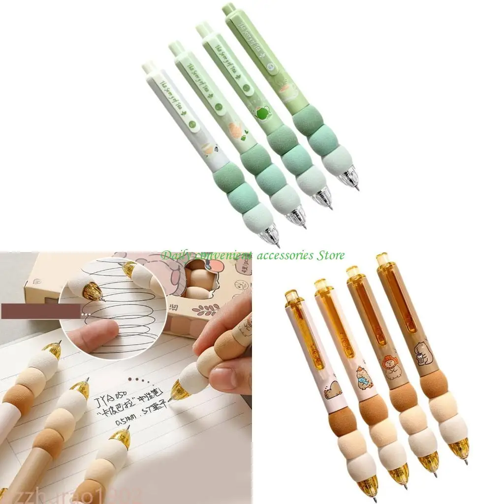 

97QB 4 Pcs Cartoon Capybara Gel Pen Neutral Pen 0.5mm Journaling Pen Pressing Pen