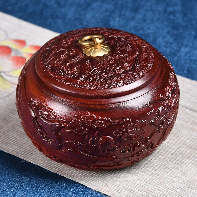 Wooden Tea Storage Jar Handmade Luxury Coffee Beans Organizer Cans Chinese Style Creative Loose Tea Storage Box with Lid Gift