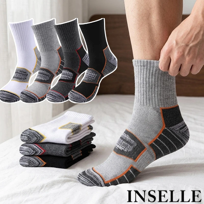 INSELLE Men's Practical Sports Socks with a mid tube design, arch protection,shock absorption,odor prevention,sweat absorption