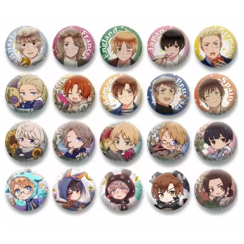 Anime Hetaliya Brooch on Backpack Hat Decor Cartoon Figure Enamel Pins Cosplay Props Badge Jewelry Gift for Friends Wholesale