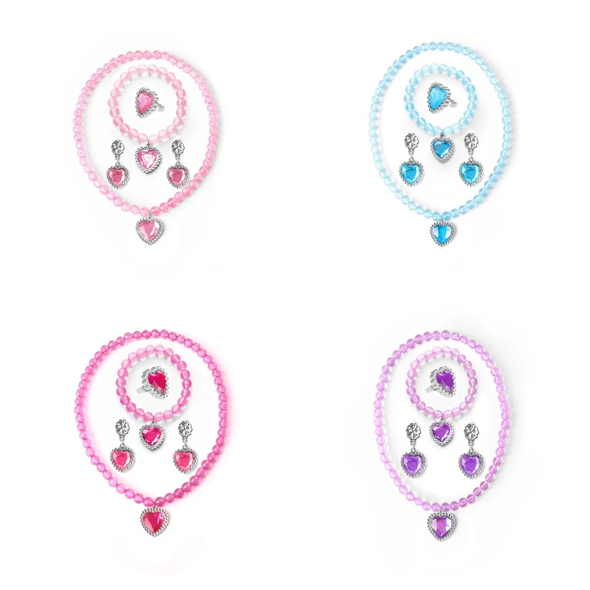 

4 компл./лот, ювелирное ожерелье для девочек «Холодное сердце», детское ожерелье, детский браслет, кольцо, серьги, комплект ювелирных изделий, аксессуары для платья на день рождения для девочек