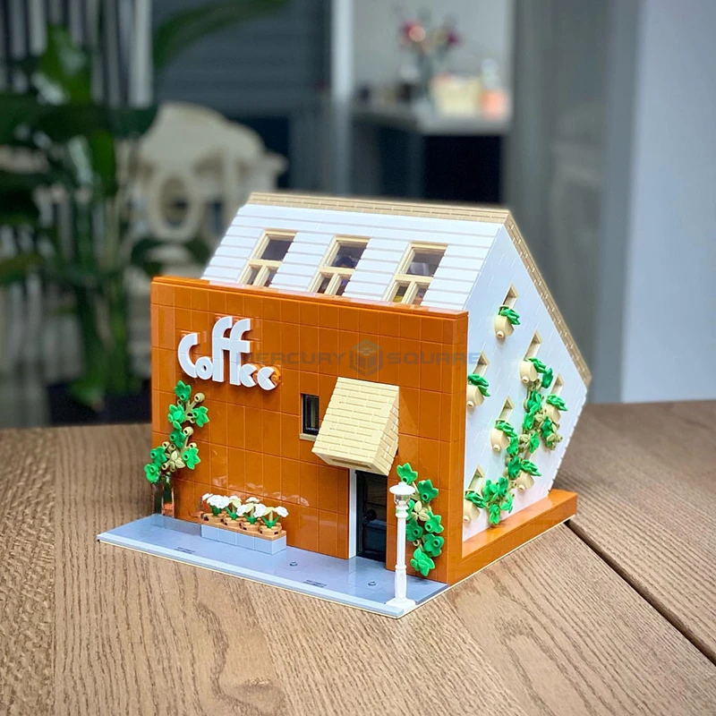 Upside Down Coffee House MOC 10209 City View Shop Store Architecture Bricks Modular Model Building Blocks Gift Ideas Toy Kids