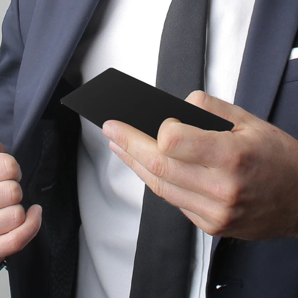 

100 Pcs Metal Business Card Blank Cards Black Name Blanks Aluminum Visiting Alloy Aluminium