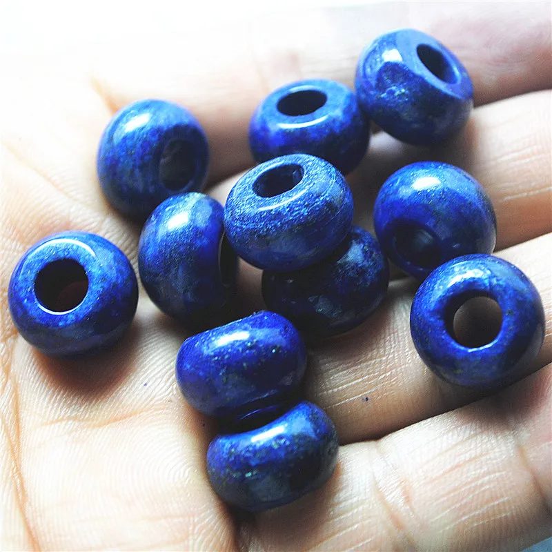 10PCS New Natural Lapis Luli Stone 8X14MM DIY Jewelry Accessories Big Hole For Women Bracelets Making Findings