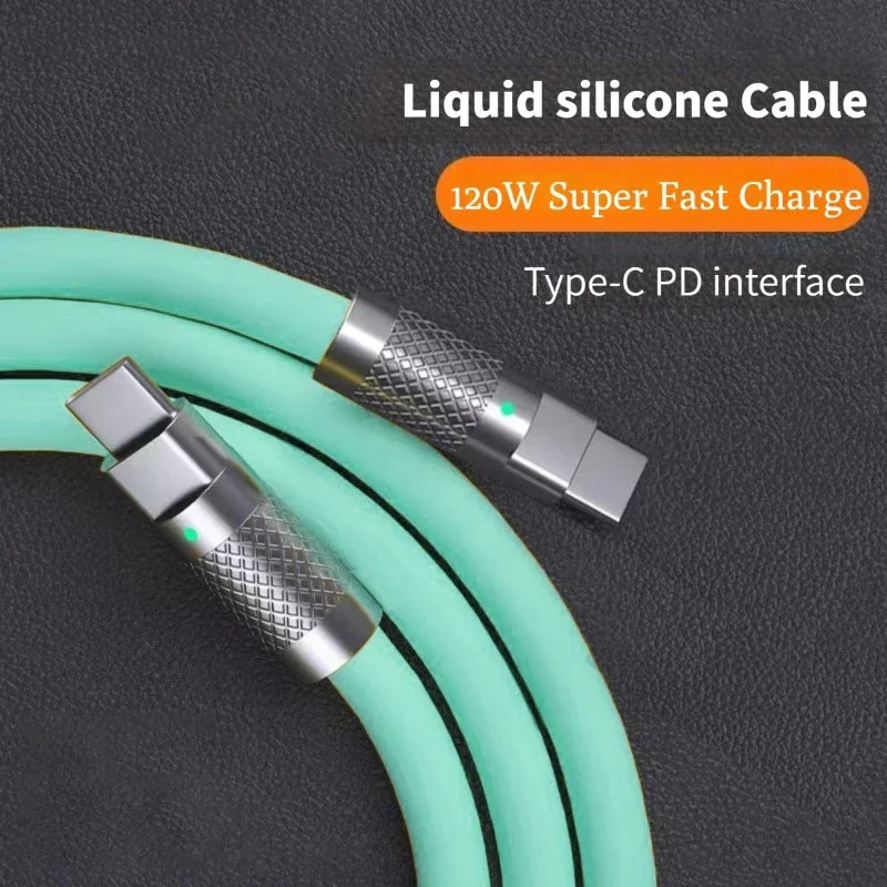 120w carga súper rápida PD 6A tipo C Cable de silicona líquida carga rápida 1M 2M Cable Usb Cable cargador Usb C a C Cable de 1M 2M