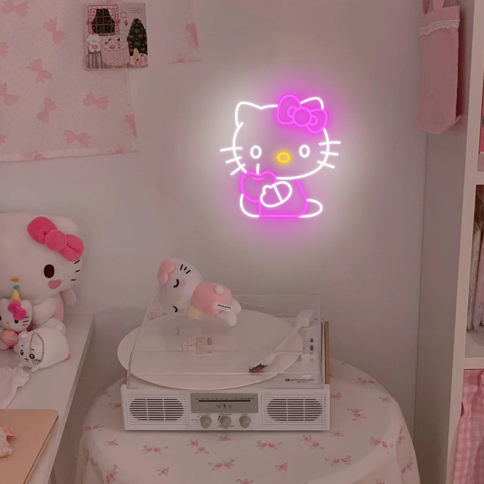 Hello Kitty LED Neon Sign Light Dimmable USB Powered Night Light Sanrio Lamp for Bedroom Birthday Party Decor Gift for Girls