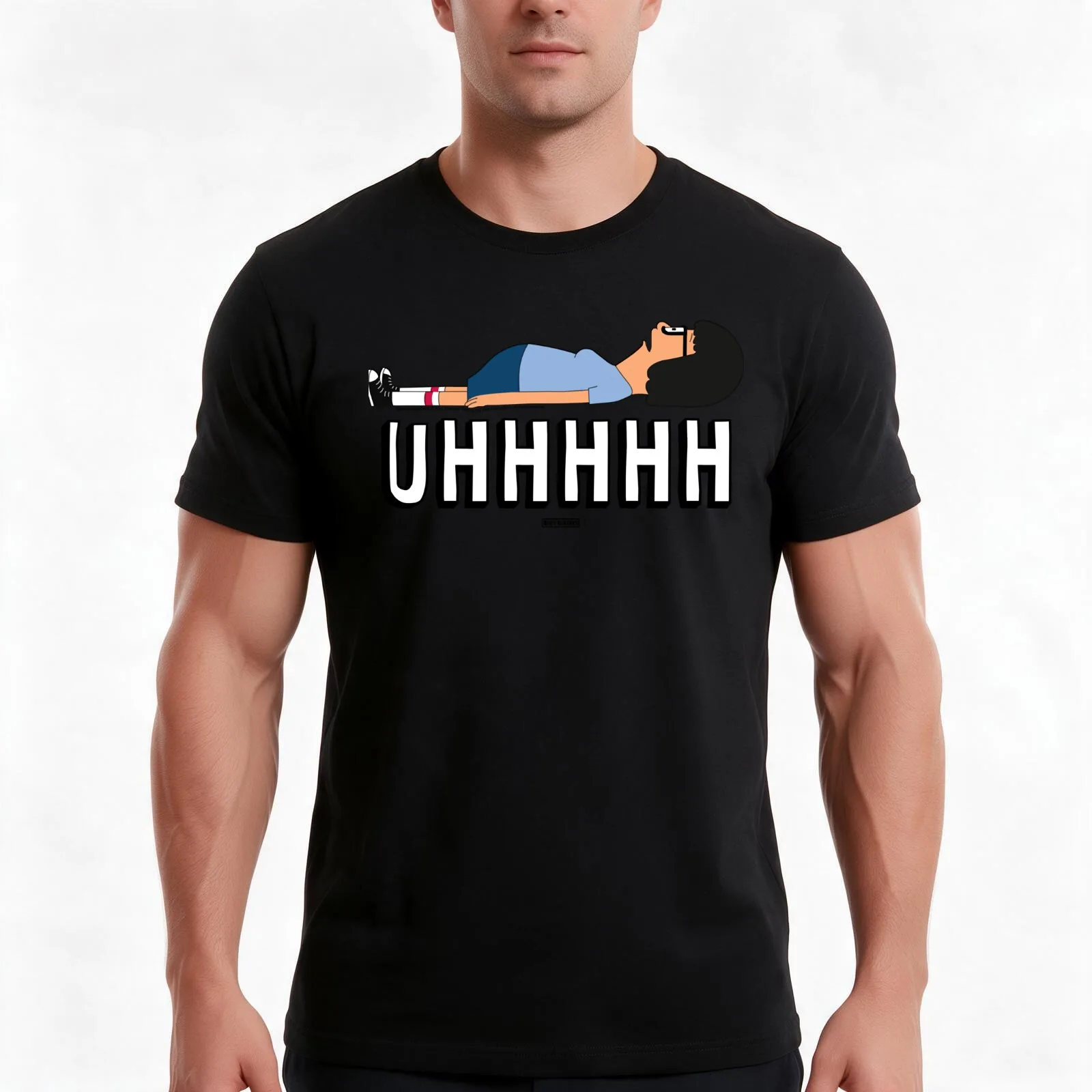 Bob Burgers Uhhh Tina Lying On Floor Essential T-Shirt, Summer Casual Cotton Tee, Oversized Streetwear Tops, Unisex Men Women
