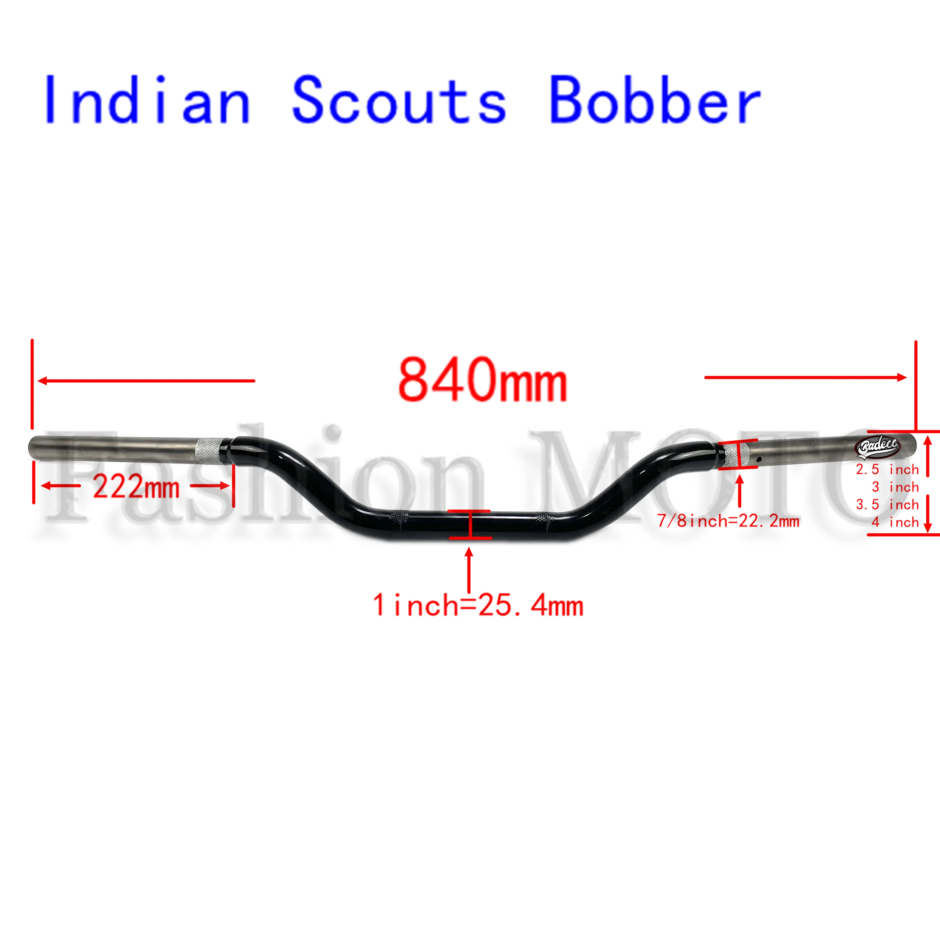 Motorcycle 1 inch Handlebar Handle Bar 7/8'' 22mm Zero DS Bar For Indian Scouts Hussar Bobber Custom Handlebar Steering Wheel