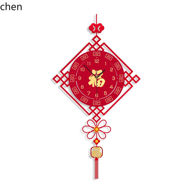Zml wall clock living room classy sense for home decorative clock creative new chinoiserie pendant blessing clock wall hanging