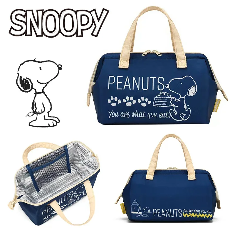 Snoopy Lunch Bag Student Office Work Bento Bag Cartoon Large Capacity Zipper Insulation Lunch Bags Portable Kids Picnic Food Bag