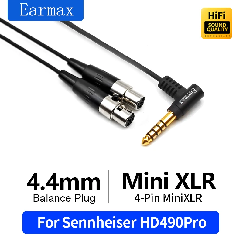 For Sennheiser HD490 Pro Plus Replaceable 4.4mm Jinbao Single Crystal Copper Balance Wire Four Pin MINI XLR Upgrade Cable