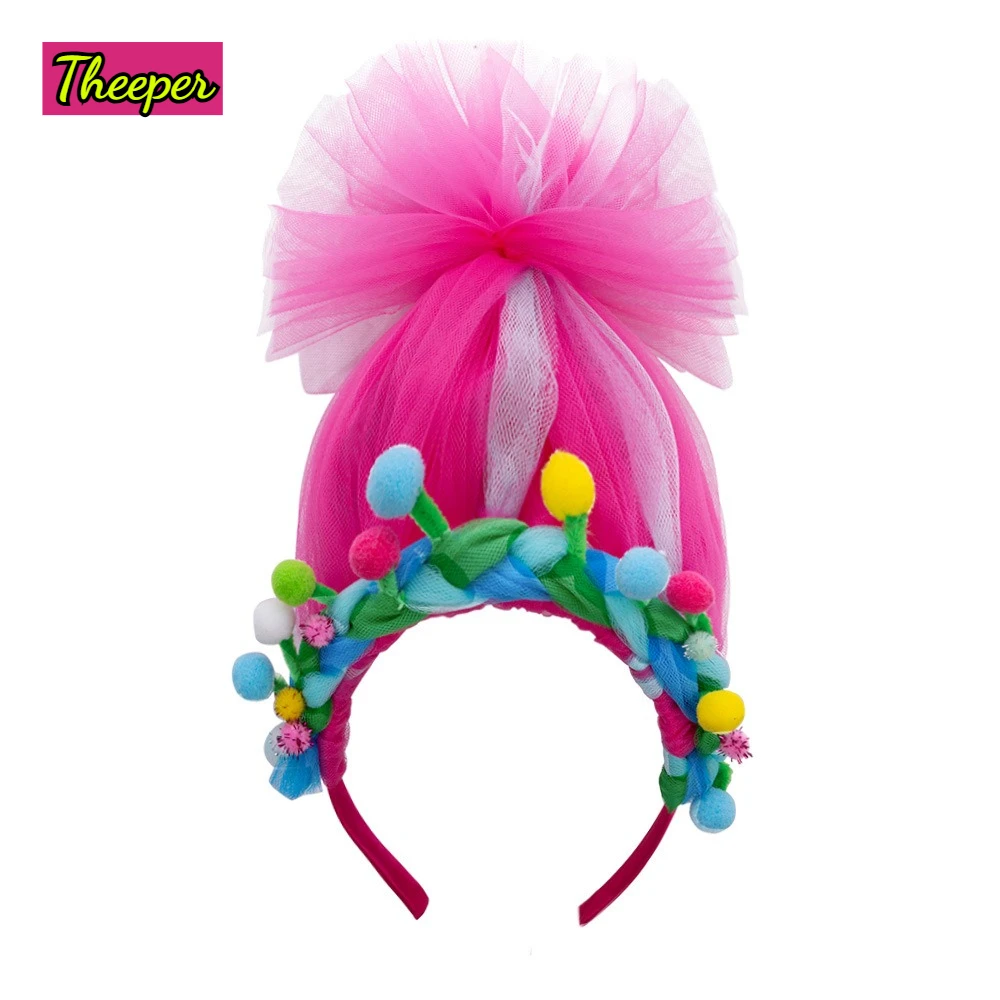 Theeper Pink Princess Tulle Wig Headband New Festival Style Trendy Hot Party Dress Up Photo Decor Elegant Fashion Hair Accessory - view 3