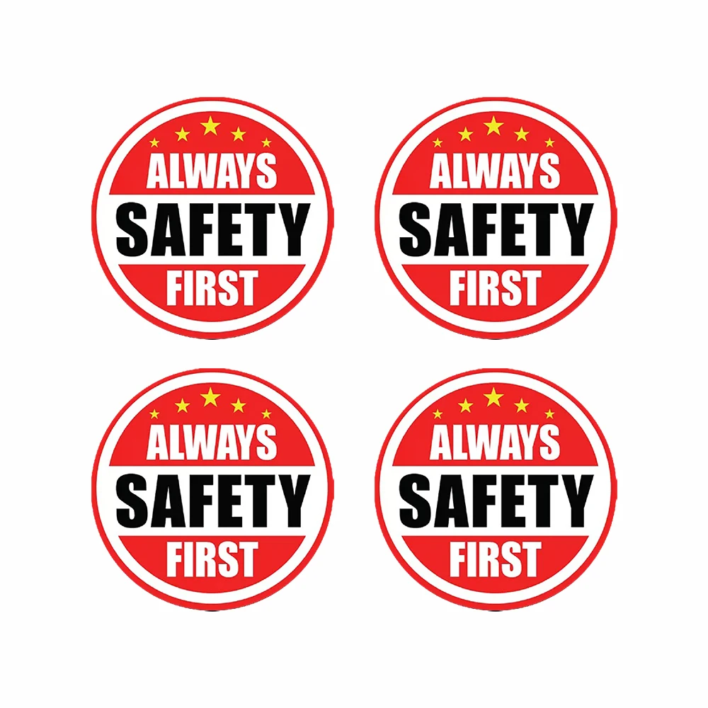 4Pack ALWAYS SAFETY FIRST Hard Hat Sticker Helmet Decal Label Employee Worker Safe 2x2inch