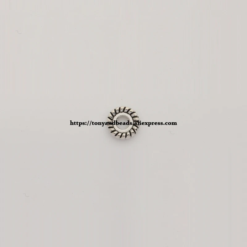 (50Pcs / Lot !) Zinc Alloy Tibetan Silver European Charm Connector Crimp End Beads Size 6mm HA10814B