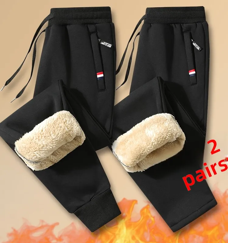 

Men's Spor Long Pants Large Size Lamb Velvet Cotton Trousers Teenagers All-Match Winter Warmth Faionable Casual Pants