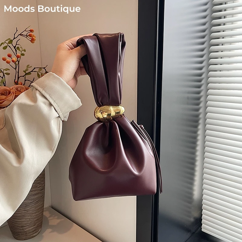 Pleated Design Clouds Top-handle Bags For Women Elegant Wrist Bucket Evening Bag 2024 Latest Luxury Designer Purses And Handbags