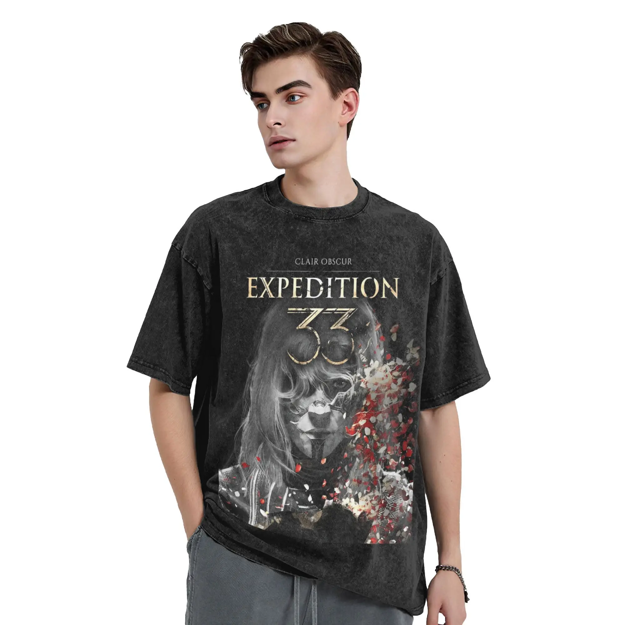 Men Clair Obscur Expedition 33 T-Shirts Game Top Tees Summer Basic Short Sleeve T-Shirt O Neck