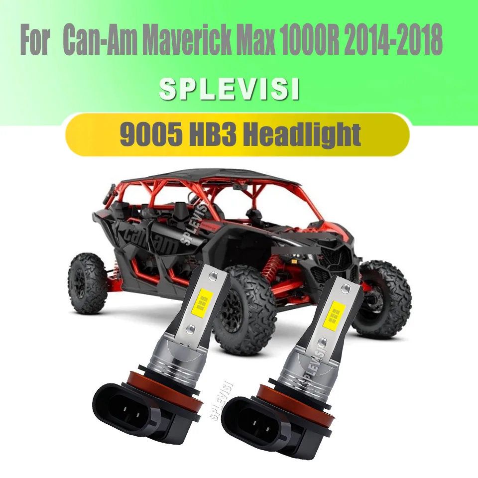 9005 HB3 6000K LED Motorcycle Headlights -60,000 Hour Long Lifespan For Can-Am Maverick Max 1000R 2014 2015 2016 2017 2018