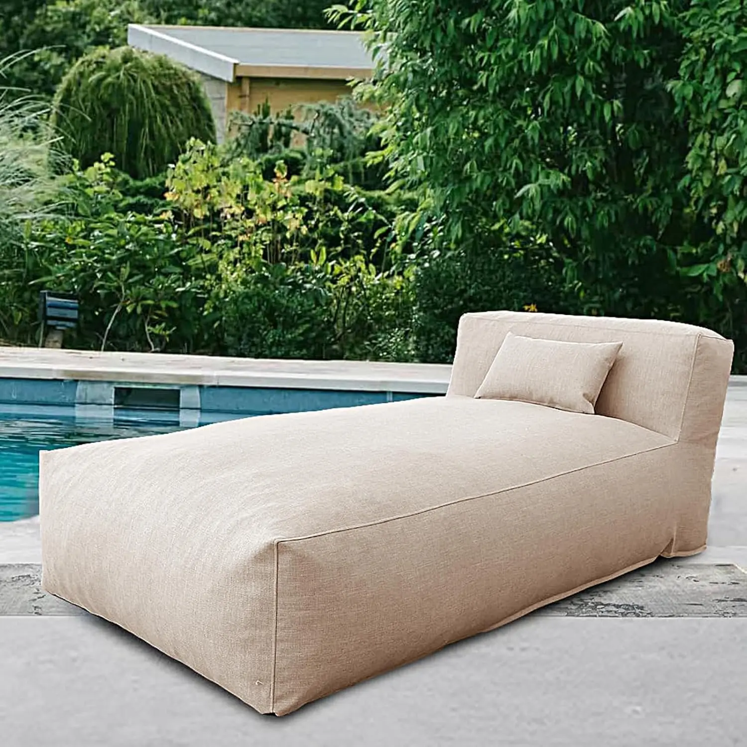 Bean Bed Chair Sun Lounger, Outdoor Couch Sofa for Patio & Pool, Foam Filling Day Bed Furniture, Comfy Lazy Sofa for Outside, Wa