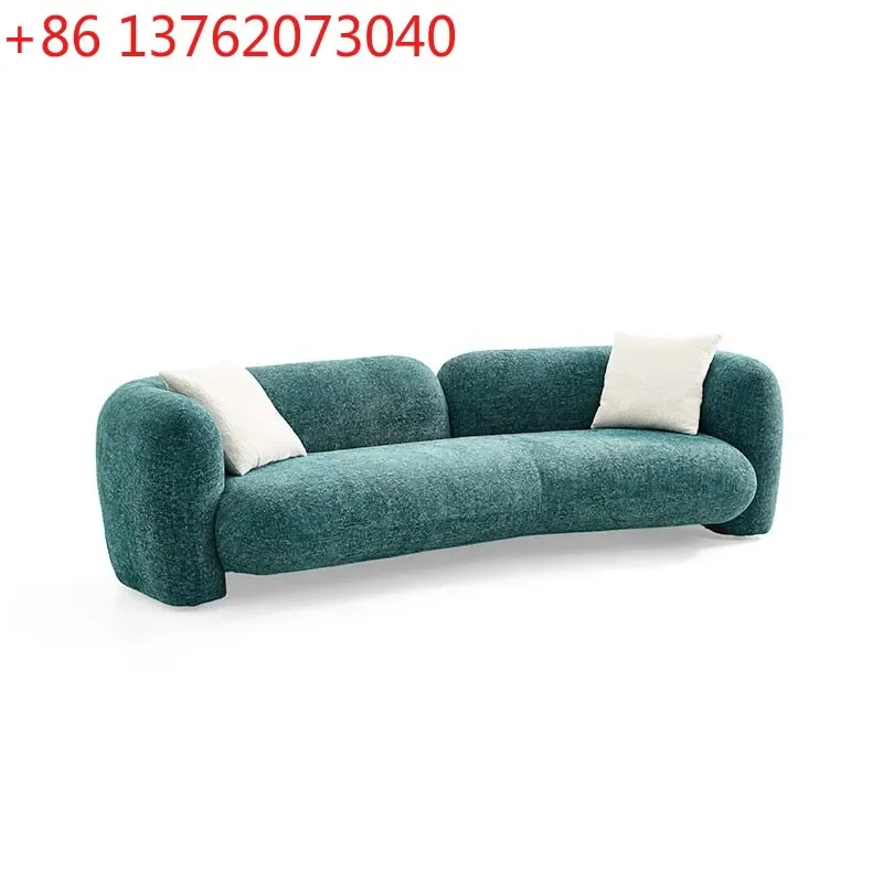 Double sofa Modern simple household French lamb wool fabric straight row sofa