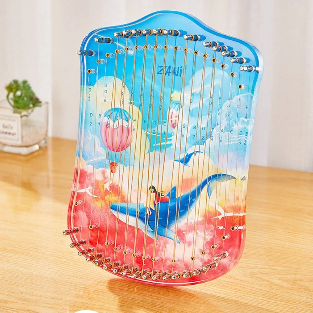 17 21 31 Strings Lyre Harp Professional Musical Instrument Acrylic Miniature Portable Lyre Harp for Children Beginners Accessory