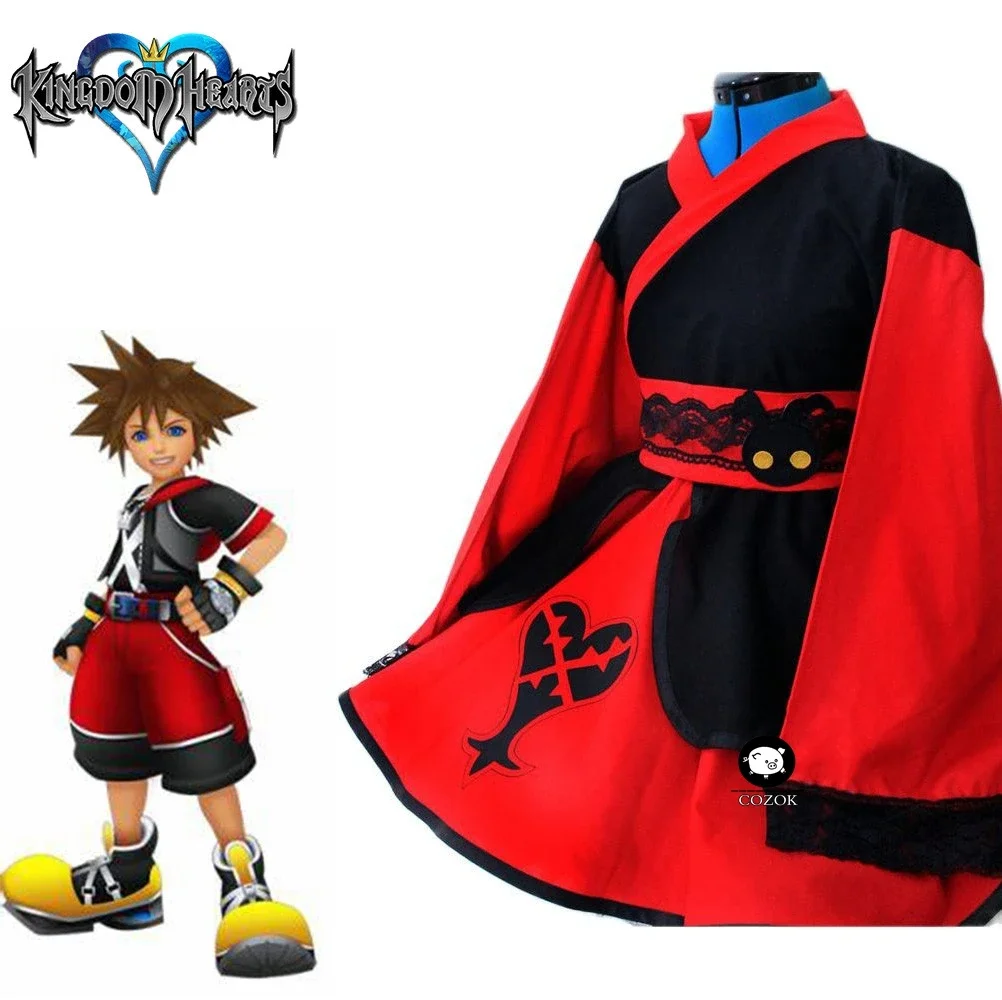 

Anime Game Kingdom Hearts II Sora Cosplay Costume Lolita Kimono Dress Full Sets Custom Made Female Girls Halloween Gift