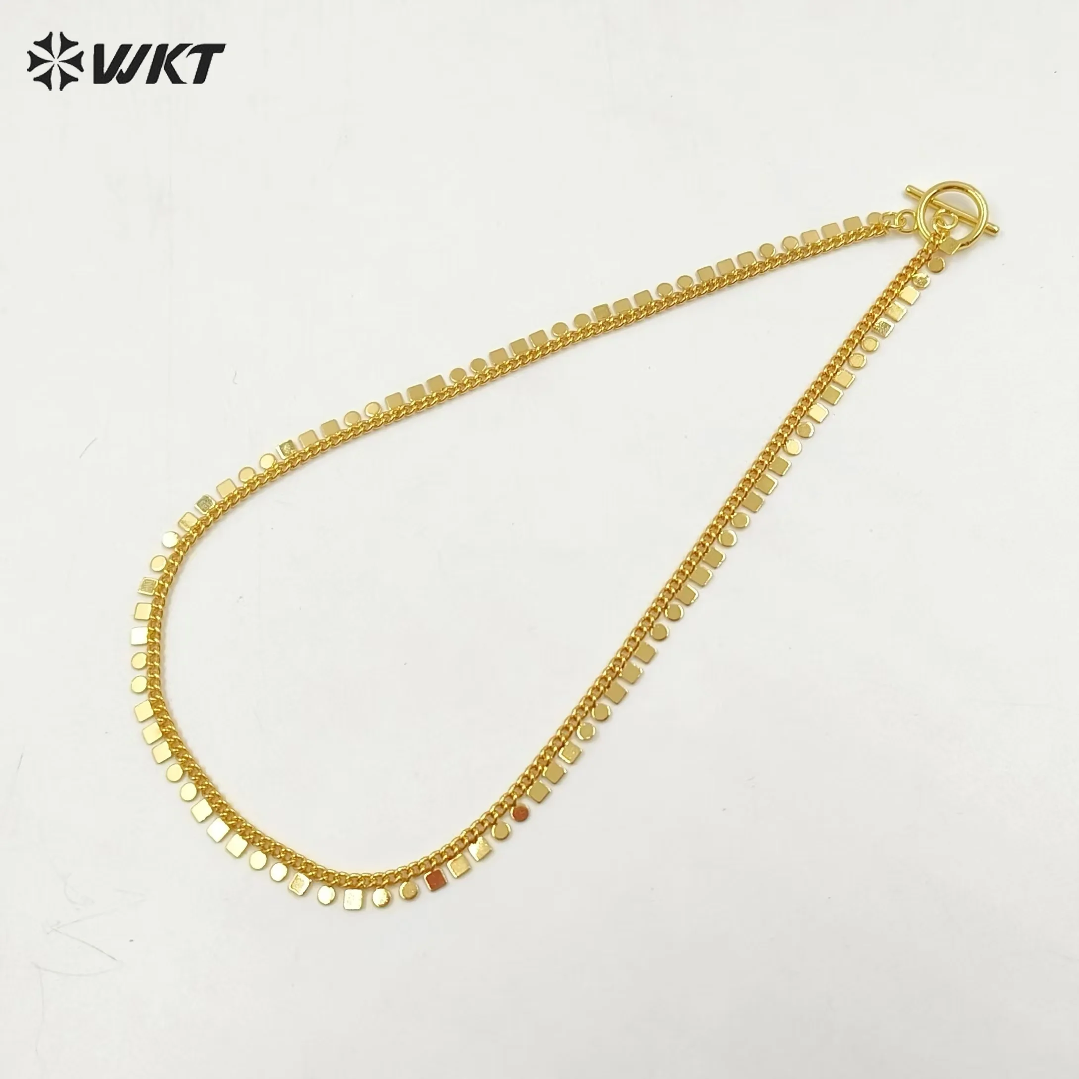 WT-JFN31 New Arrival Metal Necklace Chain length 16inch Real Yellow Gold Plated  For Women Jewelry Gifts