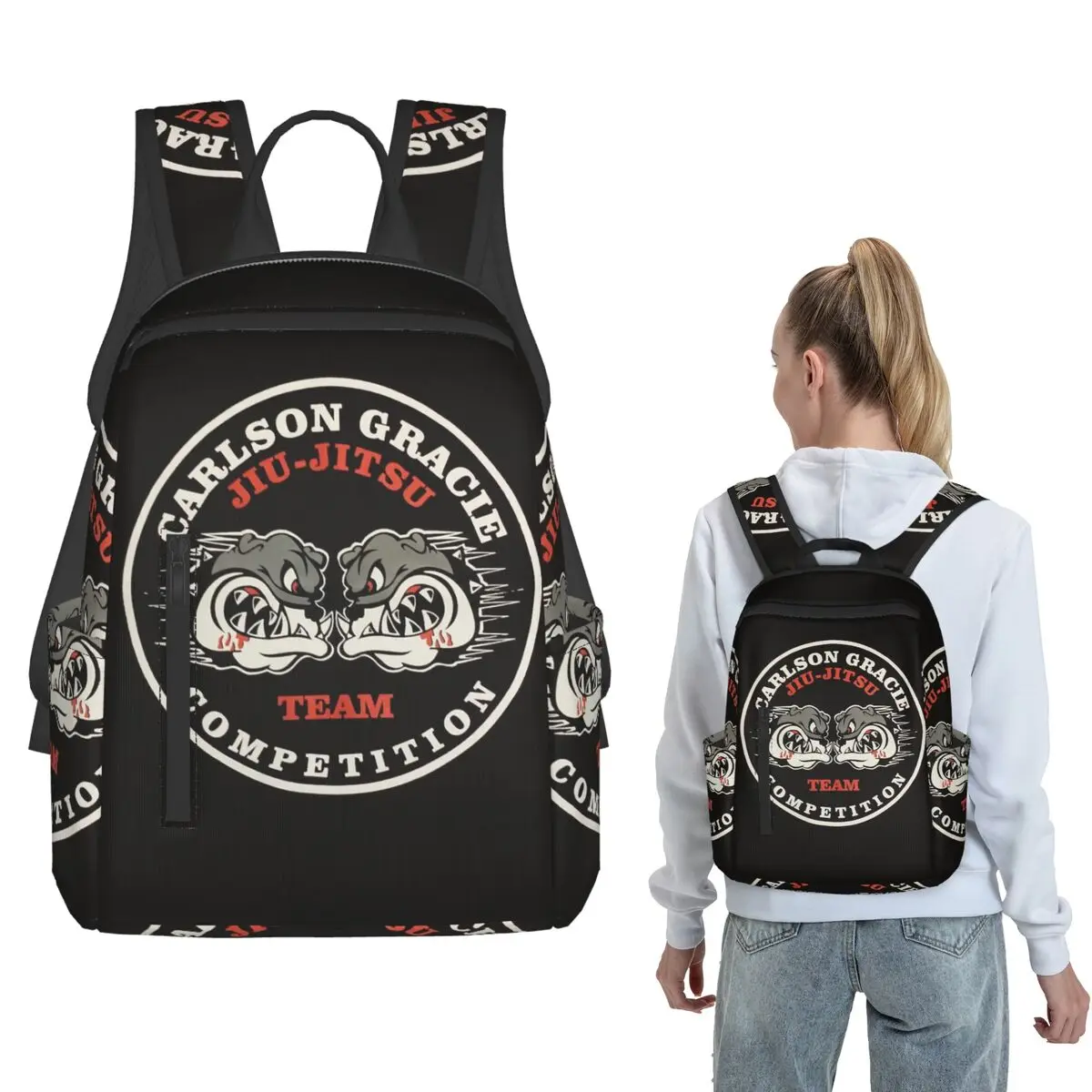 Carlson Gracie Jiu Jitsu Team Backpack Daypack Boys Girls BookBag School Bag Shoulder Bags for Men Women